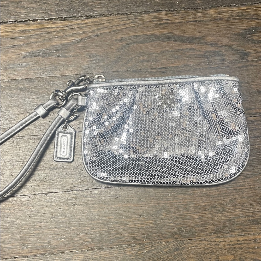 Coach Silver sequin wristlet🔥